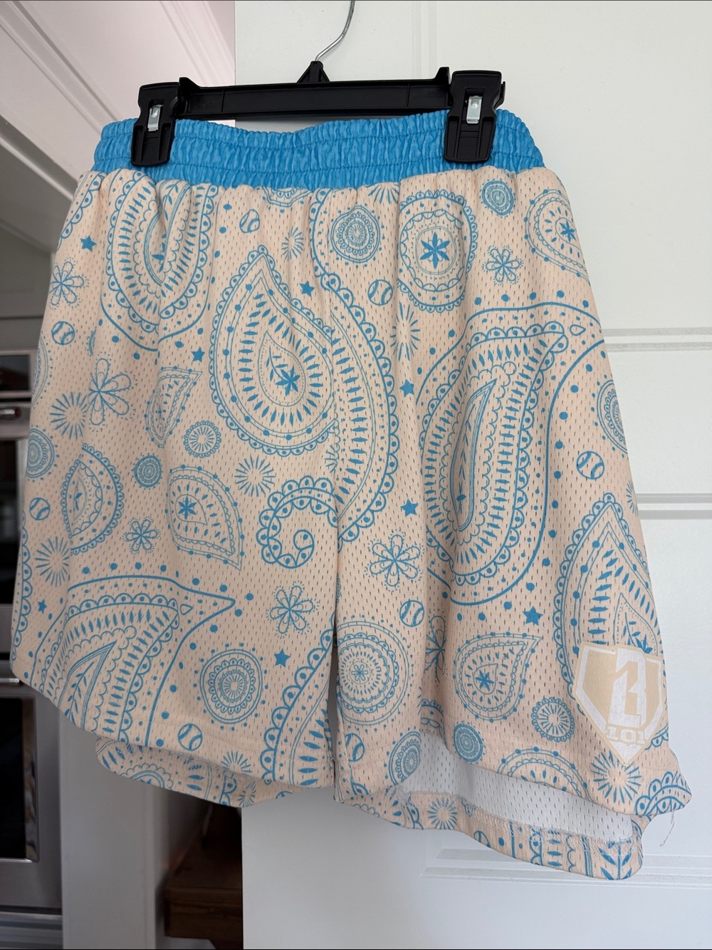 Men’s bsbl101 large shorts Blue Paisley Elastic Waist Women's Skirt